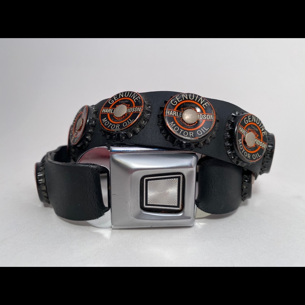 Vintage Harley Davidson Seatbelt Bottle Cap Belt